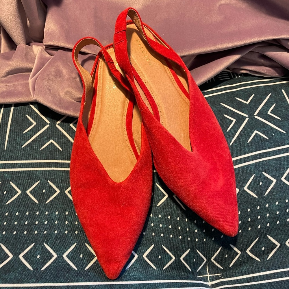 Lipstick Red Suede Halogen Flats